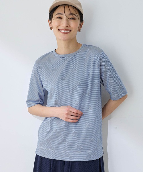 DECOY SINCE 1981（デコイシンスイチキュウハチイチ）の「オーガニックコットンボーダードットTシャツ（Tシャツ/カットソー・レディース・ブルー/ブラック・M/L/LL）」の13枚目の写真