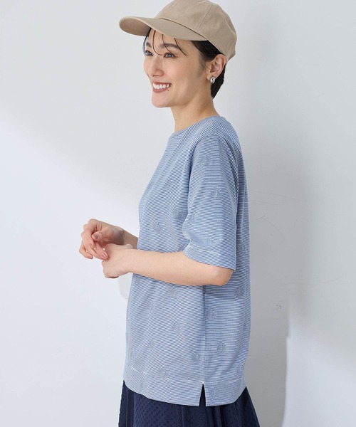 DECOY SINCE 1981（デコイシンスイチキュウハチイチ）の「オーガニックコットンボーダードットTシャツ（Tシャツ/カットソー・レディース・ブルー/ブラック・M/L/LL）」の14枚目の写真