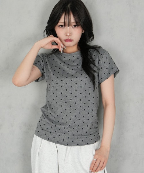 BARELY BLUE(ベアリーブルー)の「【 BARELY BLUE / ベアリーブルー 】 ドット 半袖 Tシャツ(Tシャツ/カットソー・レディース・ホワイト/グレー/ブラック・FREE)」の5枚目の写真