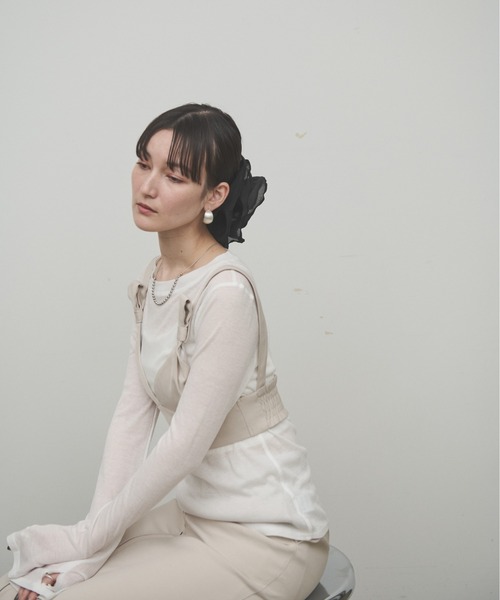 Lutim by u（ルチバイユー）の「Organdie Big Frilled Scrunchie / オーガンジービッグフリルシュシュ（シュシュ・レディース・ブラック/ホワイト・FREE）」の7枚目の写真