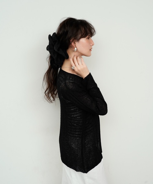 Lutim by u（ルチバイユー）の「Organdie Big Frilled Scrunchie / オーガンジービッグフリルシュシュ（シュシュ・レディース・ブラック/ホワイト・FREE）」の20枚目の写真