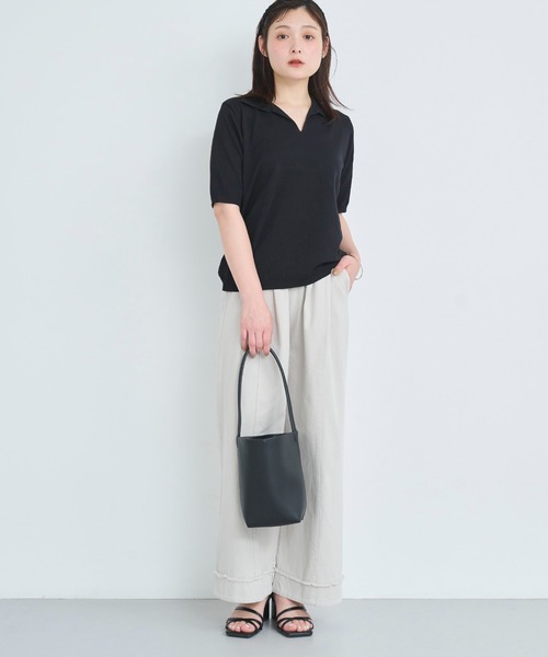 attiree(アティレー)の「スキッパーポロニット(ポロシャツ・レディース・ベージュ/ブラック/グレー/ブルー・MEDIUM)」の16枚目の写真