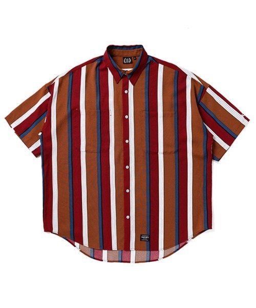 430（フォーサーティ）の「mhs2378- S-S STRIPE BIG SHIRT ストライプシャツ（シャツ/ブラウス・メンズ・ブラック×ブルー/ブラウン系その他/ピンク系その他/イエロー×グリーン/レッド系その他・0/1/2/3）」の2枚目の写真
