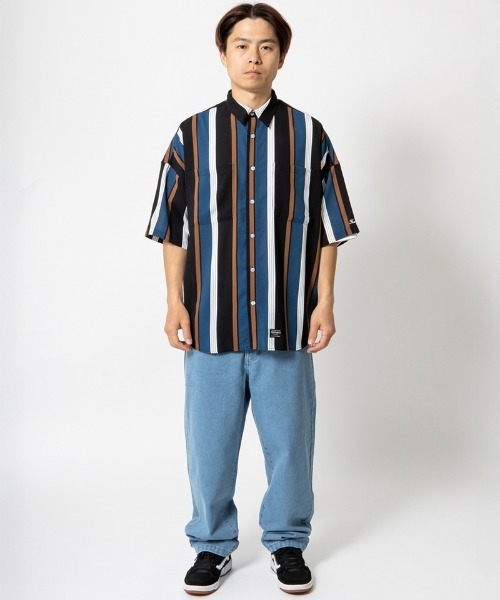 430（フォーサーティ）の「mhs2378- S-S STRIPE BIG SHIRT ストライプシャツ（シャツ/ブラウス・メンズ・ブラック×ブルー/ブラウン系その他/ピンク系その他/イエロー×グリーン/レッド系その他・0/1/2/3）」の11枚目の写真