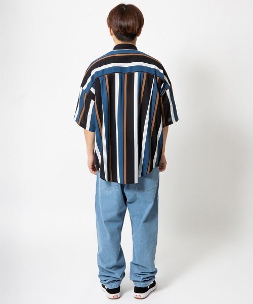 430（フォーサーティ）の「mhs2378- S-S STRIPE BIG SHIRT ストライプシャツ（シャツ/ブラウス・メンズ・ブラック×ブルー/ブラウン系その他/ピンク系その他/イエロー×グリーン/レッド系その他・0/1/2/3）」の13枚目の写真