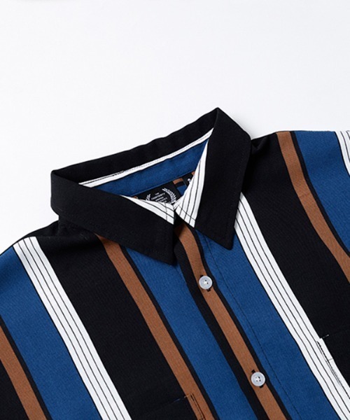 430（フォーサーティ）の「mhs2378- S-S STRIPE BIG SHIRT ストライプシャツ（シャツ/ブラウス・メンズ・ブラック×ブルー/ブラウン系その他/ピンク系その他/イエロー×グリーン/レッド系その他・0/1/2/3）」の20枚目の写真