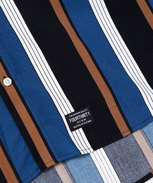 430（フォーサーティ）の「mhs2378- S-S STRIPE BIG SHIRT ストライプシャツ（シャツ/ブラウス・メンズ・ブラック×ブルー/ブラウン系その他/ピンク系その他/イエロー×グリーン/レッド系その他・0/1/2/3）」の22枚目の写真