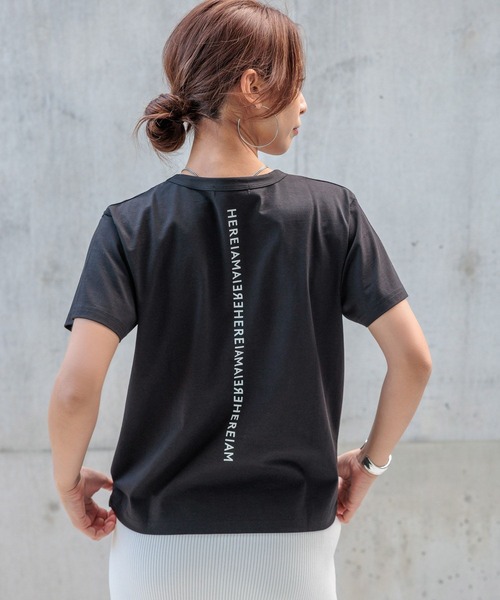 HEREIAM(ヘレイアム)の「【HEREIAM】接触冷感/ミラーロゴコンパクトT(Tシャツ/カットソー・レディース・ホワイト/ブラック・FREE)」の4枚目の写真