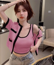 LETee（レティー）の「配色トリミングニットアンサンブル（アンサンブル）」