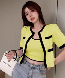 LETee（レティー）の「配色トリミングニットアンサンブル（アンサンブル）」