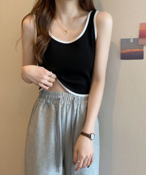 LETee（レティー）の「これ1枚で即トレンドコーデ！配色デザインが映える大人かわいいニットアンサンブル（アンサンブル・レディース・ピンク/ブラック/ホワイト/イエロー・FREE）」の9枚目の写真
