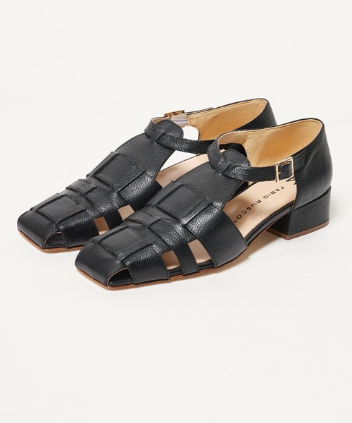 FABIO RUSCONI（ファビオルスコーニ）の「FABIO RUSCONI/ファビオルスコーニ スクエアトゥ チェンキーヒール グルカサンダル（サンダル・レディース・ホワイト/ブラック・36/37/38）」の4枚目の写真