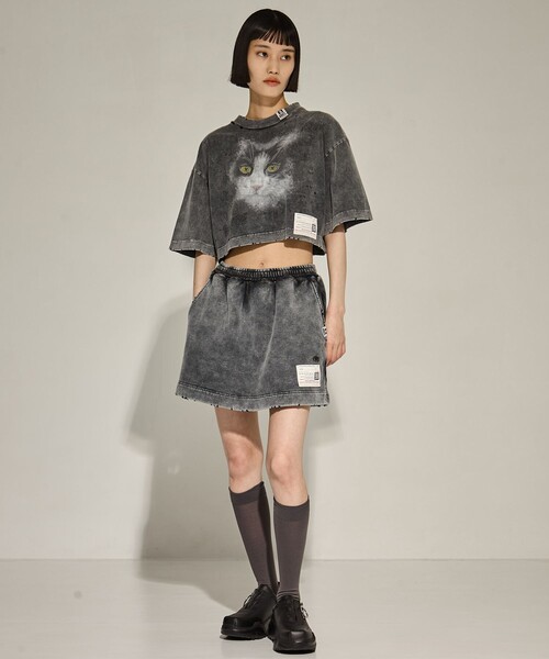 国内買付 MIHARAYASUHIRO キャット クロップドブリーチTシャツ MIHARA YASUHIRO/ミハラヤスヒロ】BLEACHED CROPPED TEE