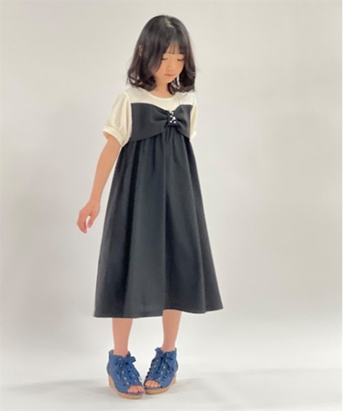 axes femme（アクシーズファム）の「リボンビスチェワンピース（ワンピース・キッズ・ブラック/レッド・MEDIUM/LARGE/X-LARGE）」の2枚目の写真