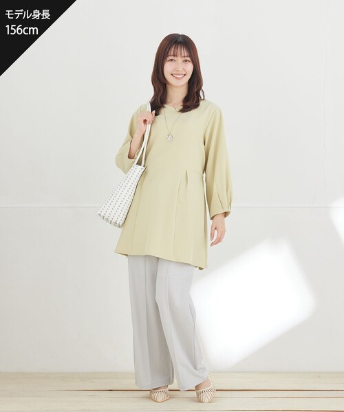 Tiaclasse(ティアクラッセ)の「【おのののかさん着用】冷凛(ひやりん)カノコカットソーピンタックパンツ(その他パンツ・レディース・ブラウン/ブルー/ブラック/ネイビー/ベージュ/ブラック系その他/グレー・M/L)」の14枚目の写真