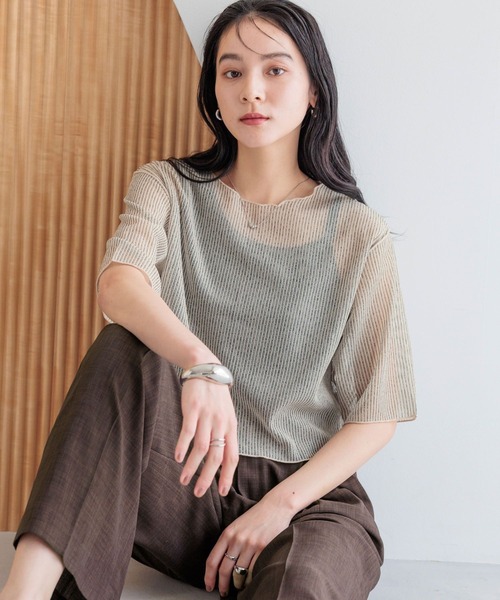 LOWRYS FARM（ローリーズファーム）の「シアーラッセル５Ｓ　 492104（Tシャツ/カットソー・レディース・ブラック/ピンク/アイボリー・FREE）」の20枚目の写真