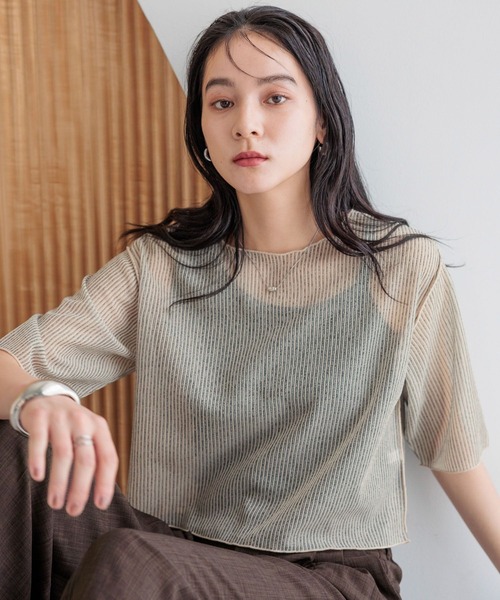 LOWRYS FARM（ローリーズファーム）の「シアーラッセル５Ｓ　 492104（Tシャツ/カットソー・レディース・ブラック/ピンク/アイボリー・FREE）」の21枚目の写真