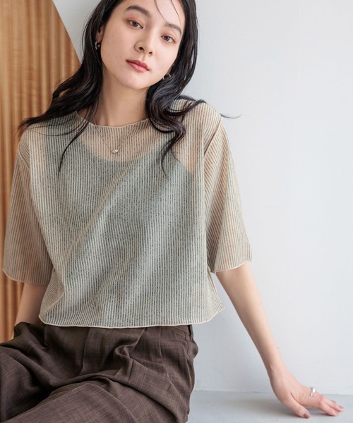 LOWRYS FARM（ローリーズファーム）の「シアーラッセル５Ｓ　 492104（Tシャツ/カットソー・レディース・ブラック/ピンク/アイボリー・FREE）」の22枚目の写真