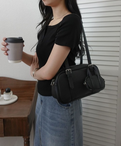 unnu（ユヌ）の「ミニバッグ付きロングハンドルボストン（ボストンバッグ・レディース・ブラック/アイボリー・F）」の20枚目の写真