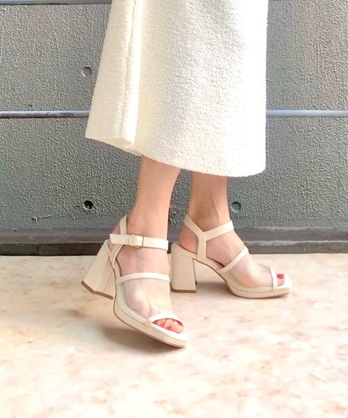 REZOY（リゾイ）の「【25SS新作】【R&E】チュールカバーストラップスクエアトゥサンダル（サンダル・レディース・アイボリー/ブラック/シルバー・L/M/S/LL）」の2枚目の写真