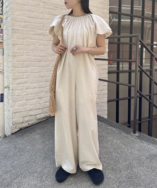 WILLOW（ウィロー）の「【willow】バルーンスリーブオールインワン（サロペット/オーバーオール・レディース・アイボリー/グレー・SMALL/MEDIUM）」の3枚目の写真