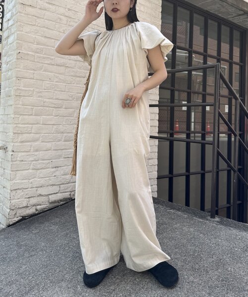 WILLOW（ウィロー）の「【willow】バルーンスリーブオールインワン（サロペット/オーバーオール・レディース・アイボリー/グレー・SMALL/MEDIUM）」の4枚目の写真