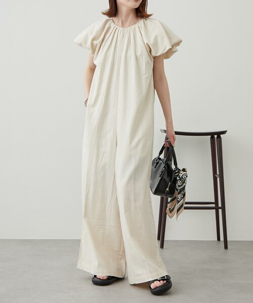 WILLOW（ウィロー）の「【willow】バルーンスリーブオールインワン（サロペット/オーバーオール・レディース・アイボリー/グレー・SMALL/MEDIUM）」の6枚目の写真