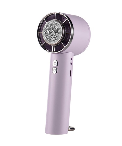 Cinderella（シンデレラ）の「ハンディファン 扇風機 持ち歩き 冷却プレート 携帯扇風機 小型 ハンディ コンパクト ストラップ カラビナ 夏 充電式 冷却 卓上 便利 手持ち ミニ扇風機 5枚羽 簡単 白 紫 灰色 ホワイト パープル グレー（生活家電・レディース・グレイッシュベージュ/ホワイト/パープル・FREE）」の3枚目の写真