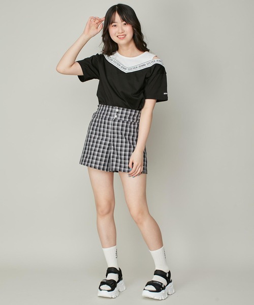 SISTER JENNI（SISTER JENNI）の「【コットン100％】肩あきレイヤード風ロゴTシャツ（Tシャツ/カットソー・キッズ・ブラック/オフホワイト・140cm/150cm/160cm/130cm）」の19枚目の写真