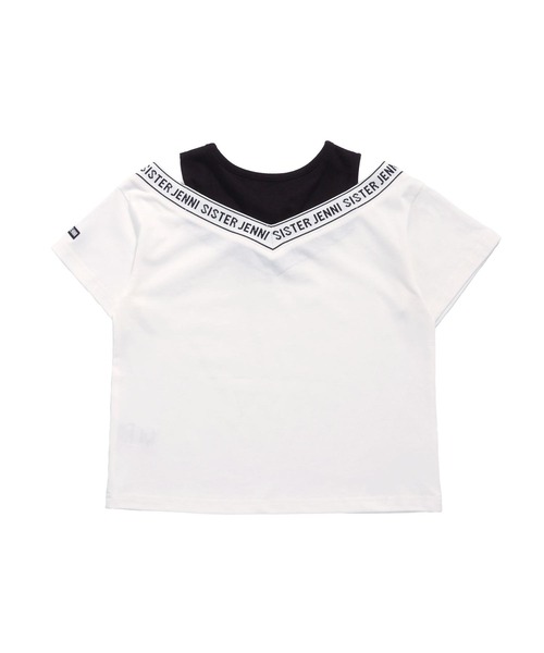セール】【コットン100％】肩あきレイヤード風ロゴTシャツ（T