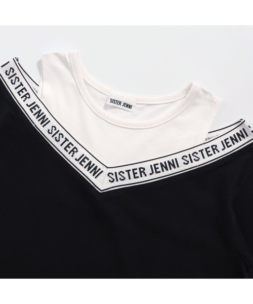 SISTER JENNI（SISTER JENNI）の「【コットン100％】肩あきレイヤード風ロゴTシャツ（Tシャツ/カットソー・キッズ・ブラック/オフホワイト・140cm/150cm/160cm/130cm）」の13枚目の写真