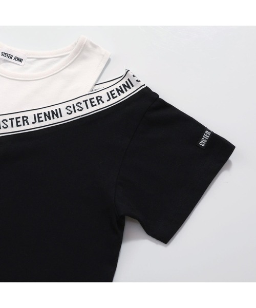 SISTER JENNI（SISTER JENNI）の「【コットン100％】肩あきレイヤード風ロゴTシャツ（Tシャツ/カットソー・キッズ・ブラック/オフホワイト・140cm/150cm/160cm/130cm）」の4枚目の写真