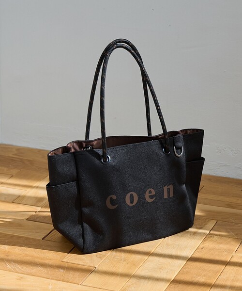 coen（コーエン）の「【一部WEBカラー・新色登場】coen（コーエン） ロゴ ポリキャンバストートバッグ（Mサイズ）（トートバッグ・レディース・ブラック/オリーブ/グレー/オレンジ/ネイビー/レッド/ベージュ/ダークブラウン/その他2/マスタード/ダークグレー・FREE）」の11枚目の写真
