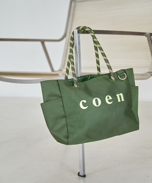 coen（コーエン）の「【一部WEBカラー・新色登場】coen（コーエン） ロゴ ポリキャンバストートバッグ（Mサイズ）（トートバッグ・レディース・ブラック/オリーブ/グレー/オレンジ/ネイビー/レッド/ベージュ/ダークブラウン/その他2/マスタード/ダークグレー・FREE）」の6枚目の写真