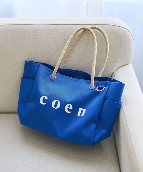 coen（コーエン）の「【一部WEBカラー・新色登場】coen（コーエン） ロゴ ポリキャンバストートバッグ（Mサイズ）（トートバッグ・レディース・ブラック/オリーブ/グレー/オレンジ/ネイビー/レッド/ベージュ/ダークブラウン/その他2/マスタード/ダークグレー/オフホワイト/コバルトブルー/その他1・FREE）」の9枚目の写真