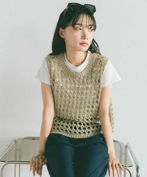 【あんみつです】レオナール ニット ノースリーブ ベスト あんみつです】レオナール ニット ノースリーブ ベスト ベスト