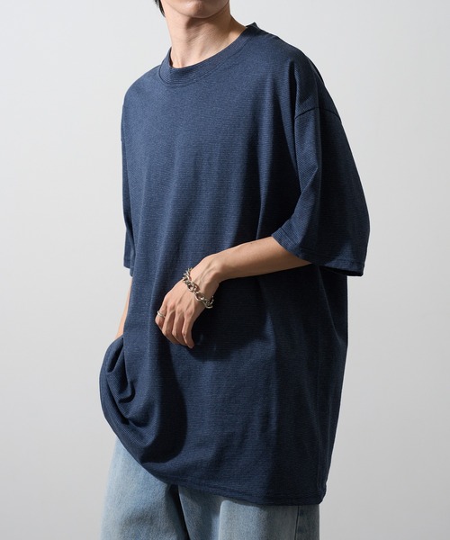 CalCru（カルクルー）の「【CalCru】5.5oz マイクロストライプ Tシャツ ボーダーTシャツ UNTR（Tシャツ/カットソー・メンズ・ブラック/ネイビー/ホワイト・M/L/XL）」の3枚目の写真