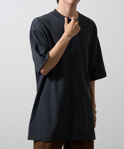 CalCru（カルクルー）の「【CalCru】5.5oz マイクロストライプ Tシャツ ボーダーTシャツ UNTR（Tシャツ/カットソー・メンズ・ブラック/ネイビー/ホワイト・M/L/XL）」の9枚目の写真