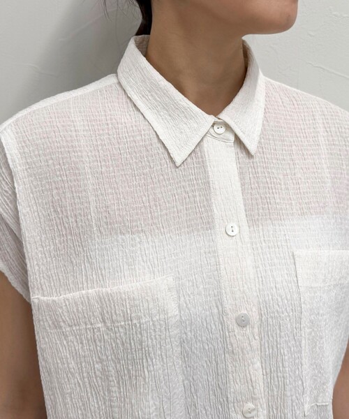 fredy emue（フレディエミュ）の「前開きフレンチタックシャツ（シャツ/ブラウス・レディース・ブラック/オフホワイト/キャメル・38）」の10枚目の写真