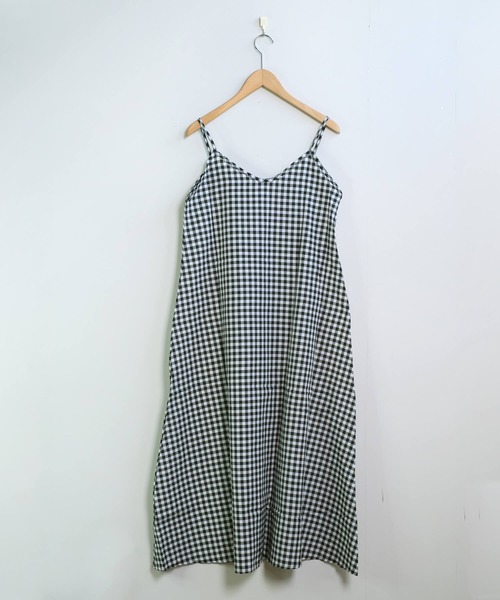 shopnikoniko(ショップニコニコ)の「キャミワンピース チェック ギンガムチェック ロング丈 ワンピース(ワンピース・レディース・グレー・フリー)」の12枚目の写真