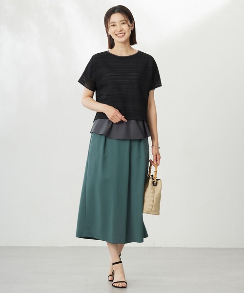 J.PRESS(ジェイプレス)の「【WEB限定カラーあり・洗える】レースドッキング カットソー(Tシャツ/カットソー・レディース・ピンク系/ブラック系/アイボリー系/グレー系・MEDIUM/LARGE)」の7枚目の写真