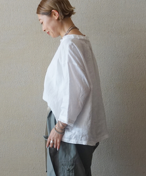 JOURNAL STANDARD LUXE(ジャーナルスタンダード ラックス)の「ソフトリネン タックフリルブラウス(シャツ/ブラウス・レディース・ホワイト/ブラック・FREE)」の7枚目の写真