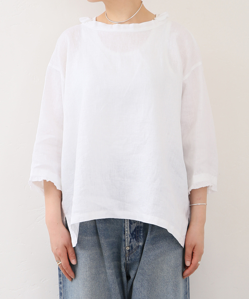 JOURNAL STANDARD LUXE(ジャーナルスタンダード ラックス)の「ソフトリネン タックフリルブラウス(シャツ/ブラウス・レディース・ホワイト/ブラック・FREE)」の11枚目の写真