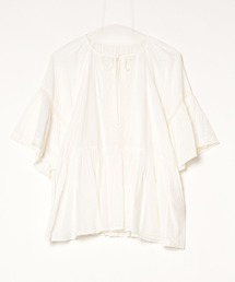 【INDUS luxury for JETSET SOLO PLUS】レースコンビフレアスリーブブラウス
