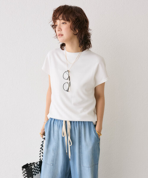 RIVE DROITE（リヴドロワ）の「【しわになりにくい】カットジョーゼットフレンチプルオーバー（Tシャツ/カットソー・レディース・グレイッシュベージュ/チャコールグレー/オフホワイト・FREE）」の8枚目の写真