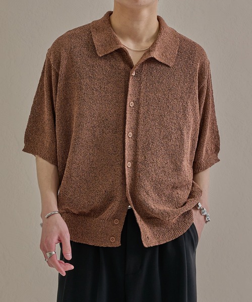 wym lidnm AZE H/S KNIT HENLEY Lサイズ　ブラウン AZE H/S KNIT HENLEY（ニット/セーター）｜WYM LIDNM（ウィム バイ