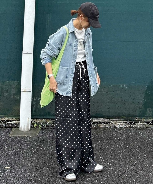 CORNERS by KR（コーナーズバイケーアール）の「【CORNERS by KR】ダブルウエストドットパンツ（スラックス・レディース・ブラック/アイボリー・FREE）」の3枚目の写真