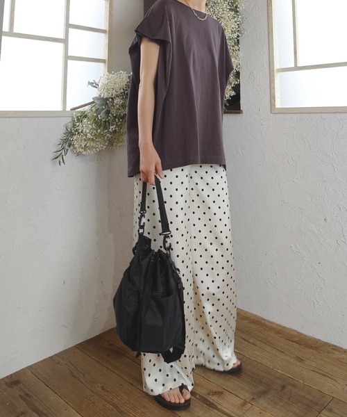 CORNERS by KR（コーナーズバイケーアール）の「【CORNERS by KR】ダブルウエストドットパンツ（スラックス・レディース・ブラック/アイボリー・FREE）」の4枚目の写真