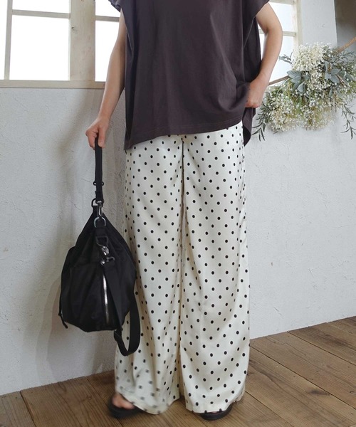 CORNERS by KR（コーナーズバイケーアール）の「【CORNERS by KR】ダブルウエストドットパンツ（スラックス・レディース・ブラック/アイボリー・FREE）」の5枚目の写真