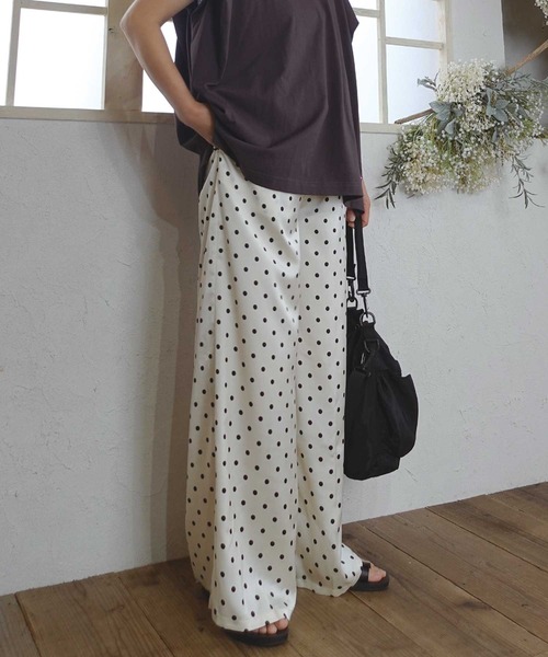 CORNERS by KR（コーナーズバイケーアール）の「【CORNERS by KR】ダブルウエストドットパンツ（スラックス・レディース・ブラック/アイボリー・FREE）」の6枚目の写真